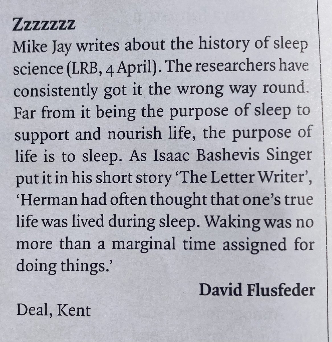 An inspiring letter in the latest @LRB 😴