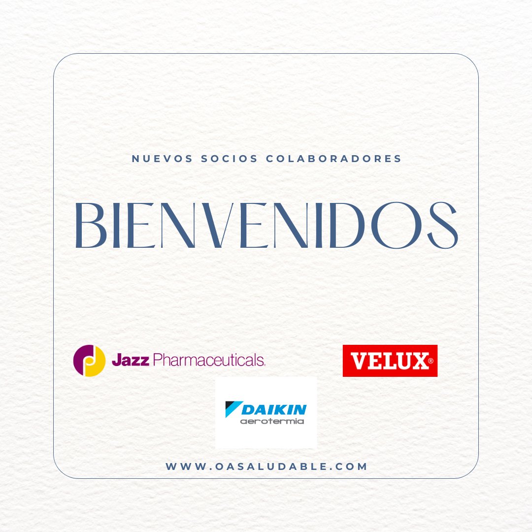 Si quieres unirte a nosotros, ponte en contacto🔗  oasaludable.com/contacto/

🙏 Gracias @VELUX @Daikin_es @JazzPharma , nuevos  socios colaboradores del #OAS 

#ASrquitecturaSaludable #Neuroarquitectura #UrbanismoSaludable #Salud #Bienestar