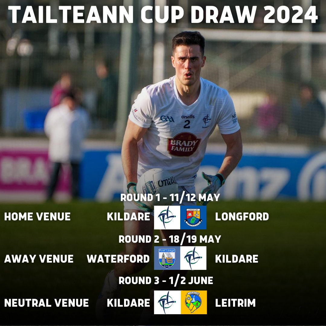 2024 Tailteann Cup Draw.

Dates, times and venues to be confirmed by the CCCC.

#GAABelong
#cildaraabu
#kildare
#upthelilywhites