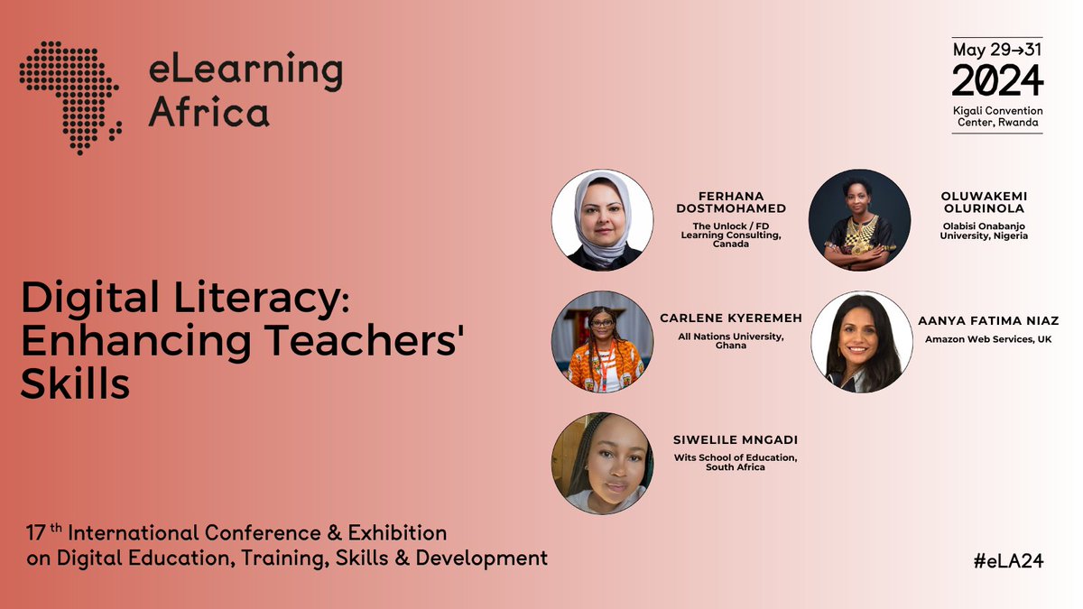 Be part of the discussion at eLearning Africa 2024 as we delve into the theme “Digital Literacy: Enhancing Teachers' Skills”. Time ⏰ : Thursday, May 30, 2024, 11:45 – 13:15 Room 📍 : AD1 Register now 🌐 : elearning-africa.com/conference2024… #ela24 #training #education #speaker #elearning