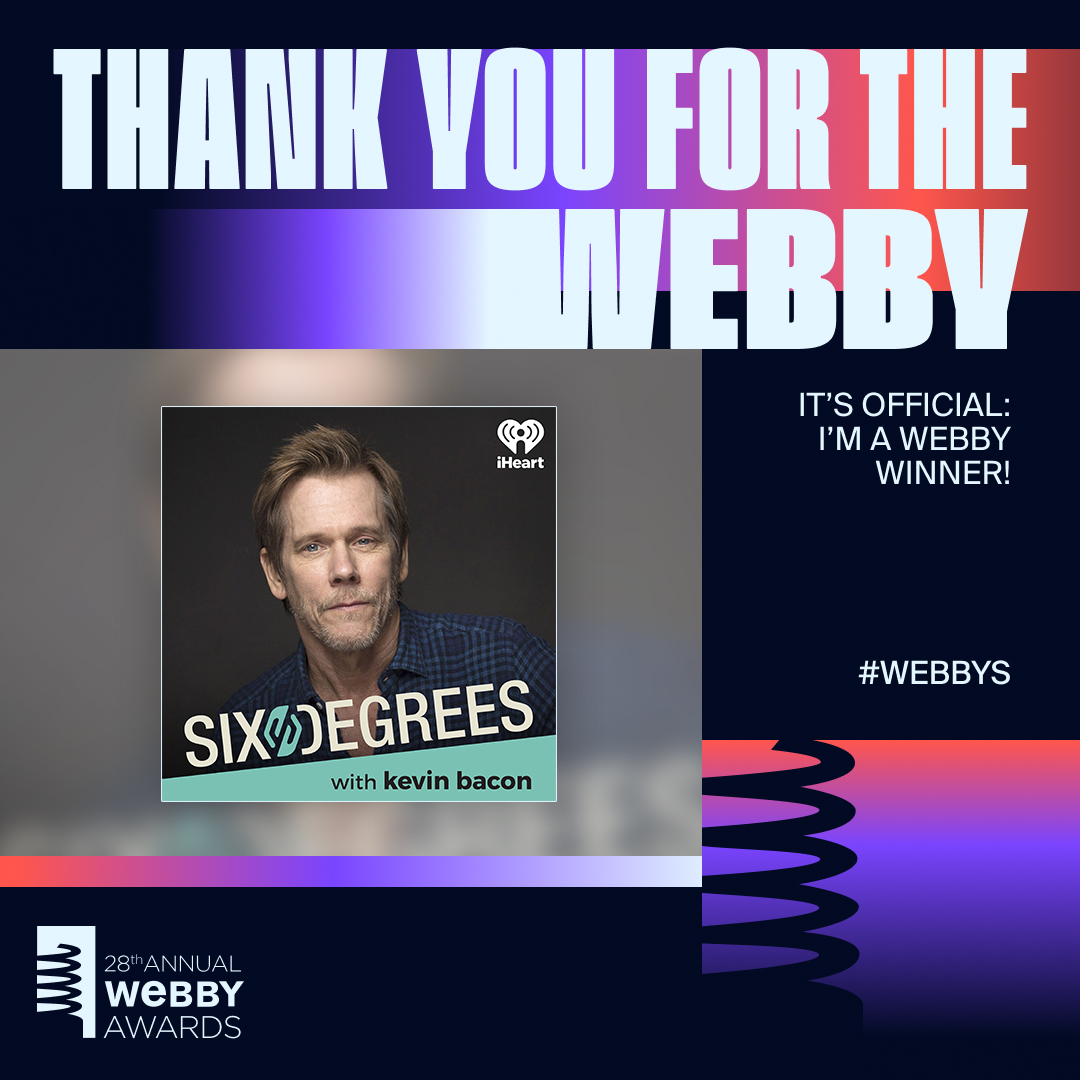 Each inspirational conversation with every extraordinary changemaker has led to a #webbyawards WIN! Congratulations to the #SixDegrees with Kevin Bacon team! ❤️ 🏆 🎉