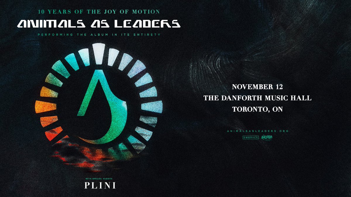 JUST ANNOUNCED: Instrumental progressive metal/djent trio #AnimalsAsLeaders will take over The Danforth on November 12th! Presale starts today at 2pm using the code: MOTION RSVP: tinyurl.com/bddfn23m
