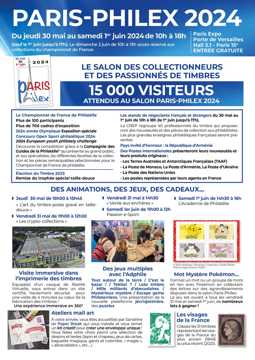 [Evènement] J-30 avant l'ouverture du Salon des #collectionneurs et des passionnés de #timbres, le Salon Paris-Philex, 15 000 visiteurs attendus! @CNEP_Philatelie @TimbresFFAP @GroupeLaPoste @museedelaposte @armembfrance @Editions_Yvert @ArtTimbreGrave @LaBanquePostale