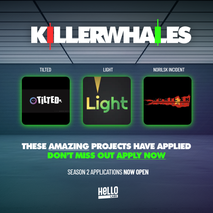 Only 1 day until voting starts for Season 2 of @KillerWhalesTV 🐳 Say $HELLO to these killer projects that are looking to claim a top spot: 🔶@tiltedstore 🔶@LightSocialApp 🔶@NorilskIncident Vote for your favorite projects starting May 1st 🔥 Top 3 win a spot on the show in
