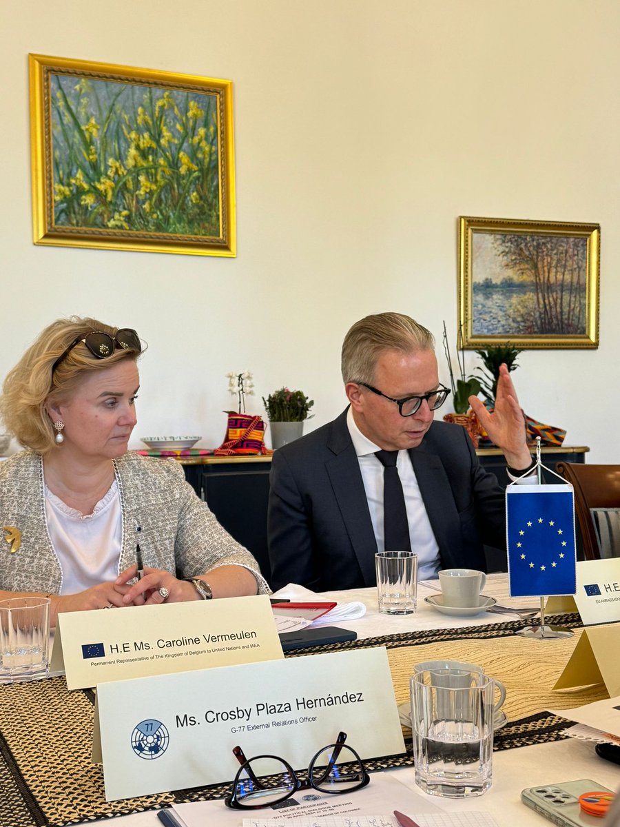 Today's #EU - @G77_Vienna political dialogue, hosted by Colombian Ambassador H.E. @Lauraggils, focused on matters of mutual interest across the Vienna-based organizations, including the importance of maintaining the “Spirit of Vienna”.