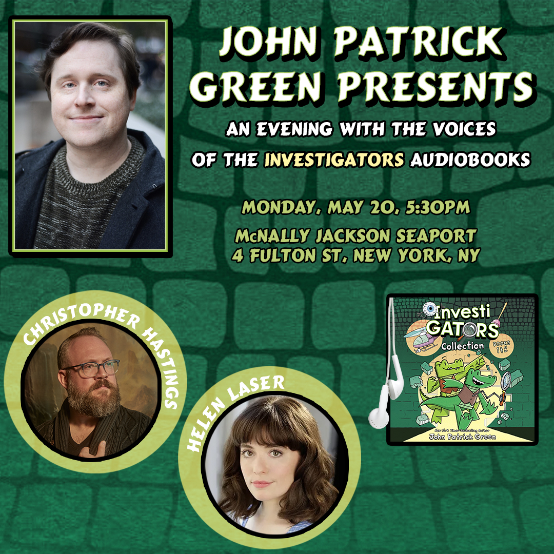 Dive into the exciting world of super spy alligators with InvestiGators author @johngreenart, co-author and narrator Christopher Hastings, and audiobook narrator Helen Laser at @mcnallyjackson! #InvestiGators fans of all ages are welcome! RSVP here: bit.ly/3UkX3eL