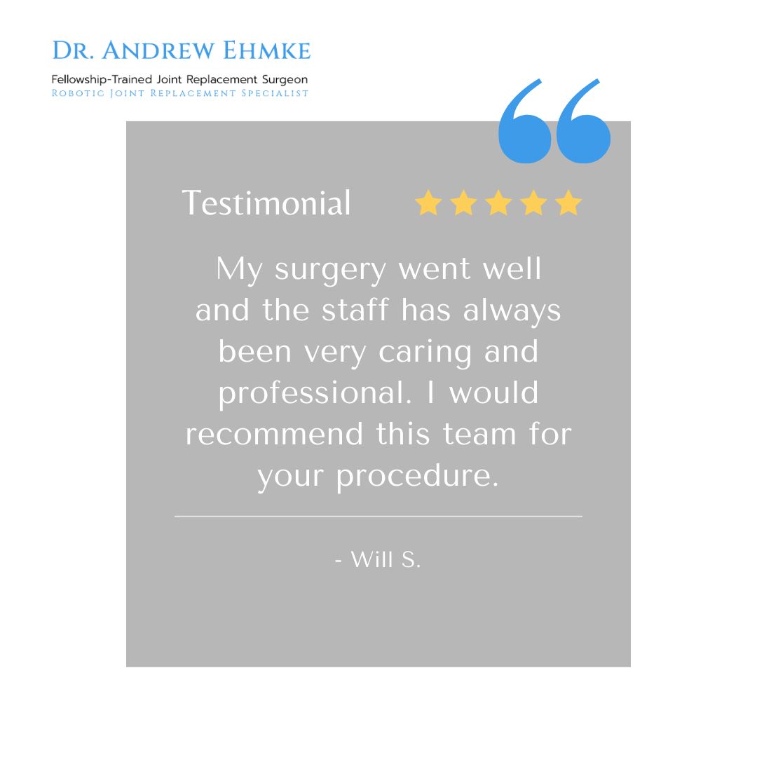 Will, thank you so much for your recommendation! #DrAndrewEhmke #patienttestimonial #testimonialtuesday