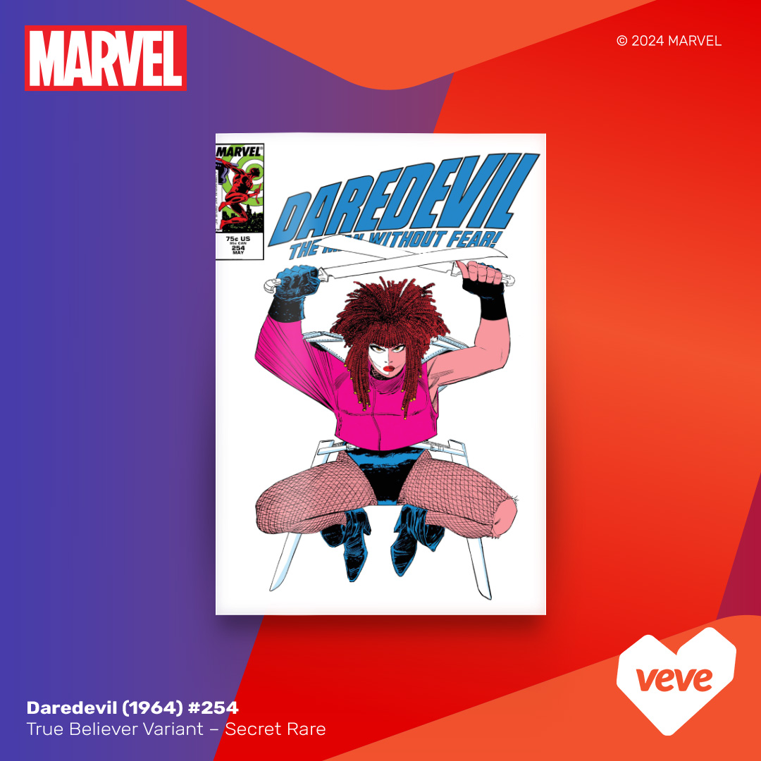 WAITLIST IS NOW OPEN! 

Join now for a chance to land your copy of the first appearance of Typhoid Mary in @Marvel's Daredevil (1964) #254, including the VeVe exclusive True Believer Secret Rare variant!

Drops today at 8 AM PT! go.veve.me/3JGcHw6