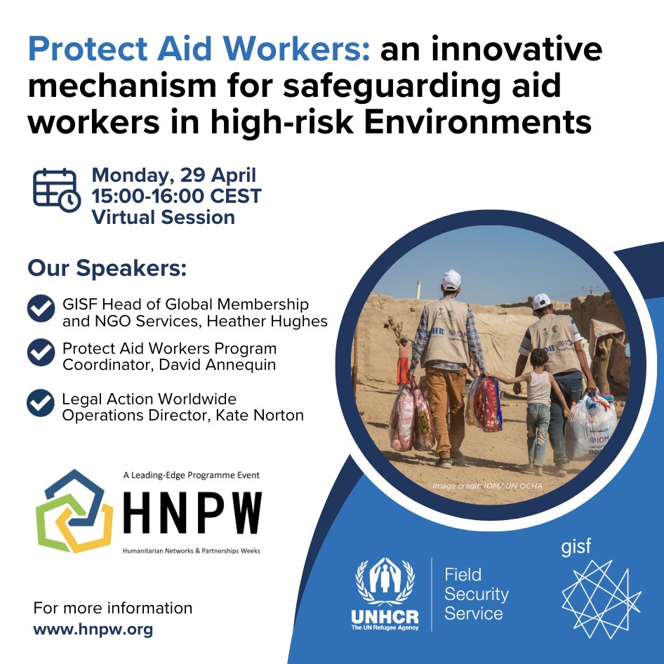Yesterday at #HNPW 2024, we hosted a session on Protect Aid Workers, a new initiative providing financial and legal assistance to #humanitarian workers who have experienced a critical incident or are under threat due to their work. Find out more here: drive.google.com/drive/folders/…