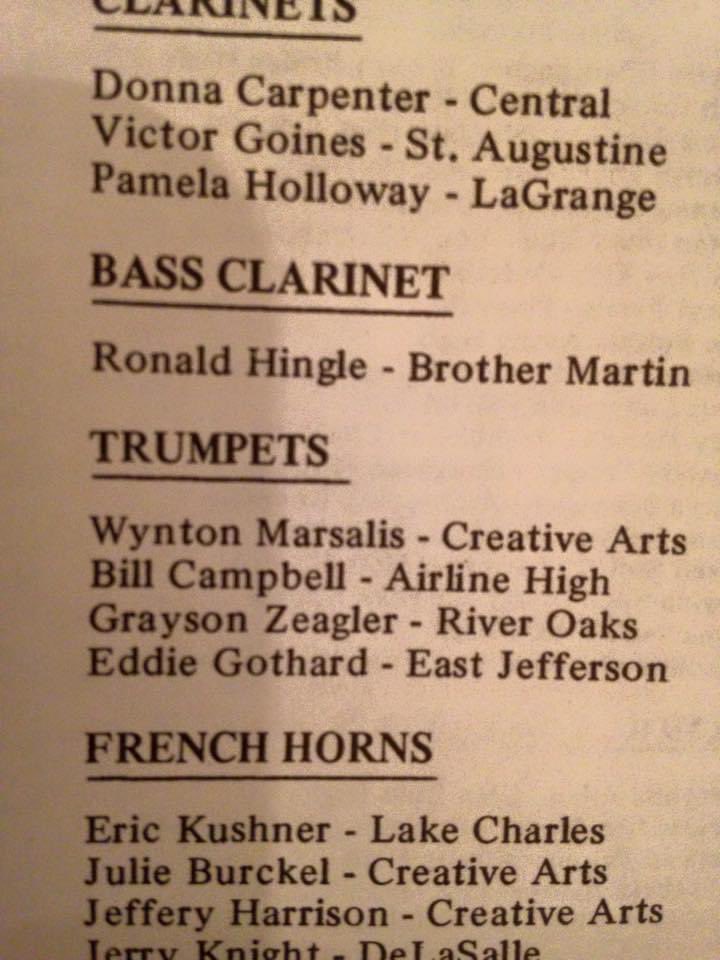 Louisiana All State the year I played oboe. Check out the Orchestra’s principal trumpet 👉 @wyntonmarsalis and I see @victorgoines and #EricKushner @viennasymphony 😀