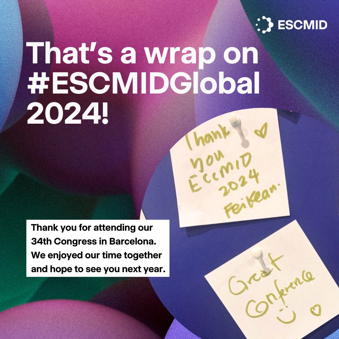 💜That concludes our final day of #ESCMIDGlobal2024! A huge thanks to all for your engagement and presence, whether you joined onsite or remotely. While we are sad to see you go, we look forward to seeing you next year in #Vienna. Watch this space for our congress highlights.