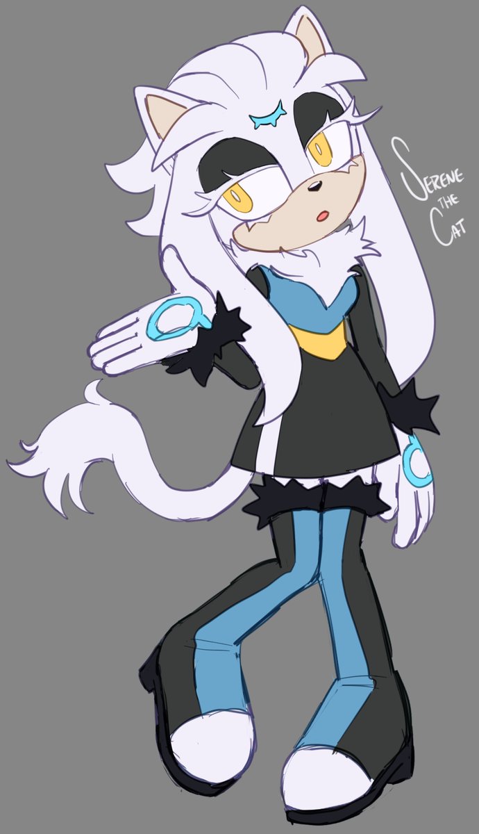 @einelitas_ wanted to see my take on a #silvaze fankid, so here she is!!! 🥰 She is a sweet, intelligent girl who struggles to make friends. She also inherited her father's telekinetic powers! #SilverTheHedgehog #BlazeTheCat #fankid