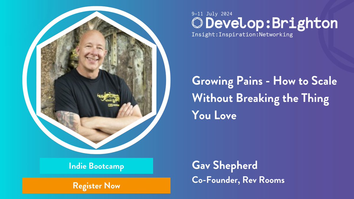 Indie studios won't want to miss Gav Shepherd, co-founder of Rev Rooms, at Develop:Brighton 2024. He will be speaking about how indie studios can scale effectively and sustainably through optimising leadership and culture. #DevelopConf