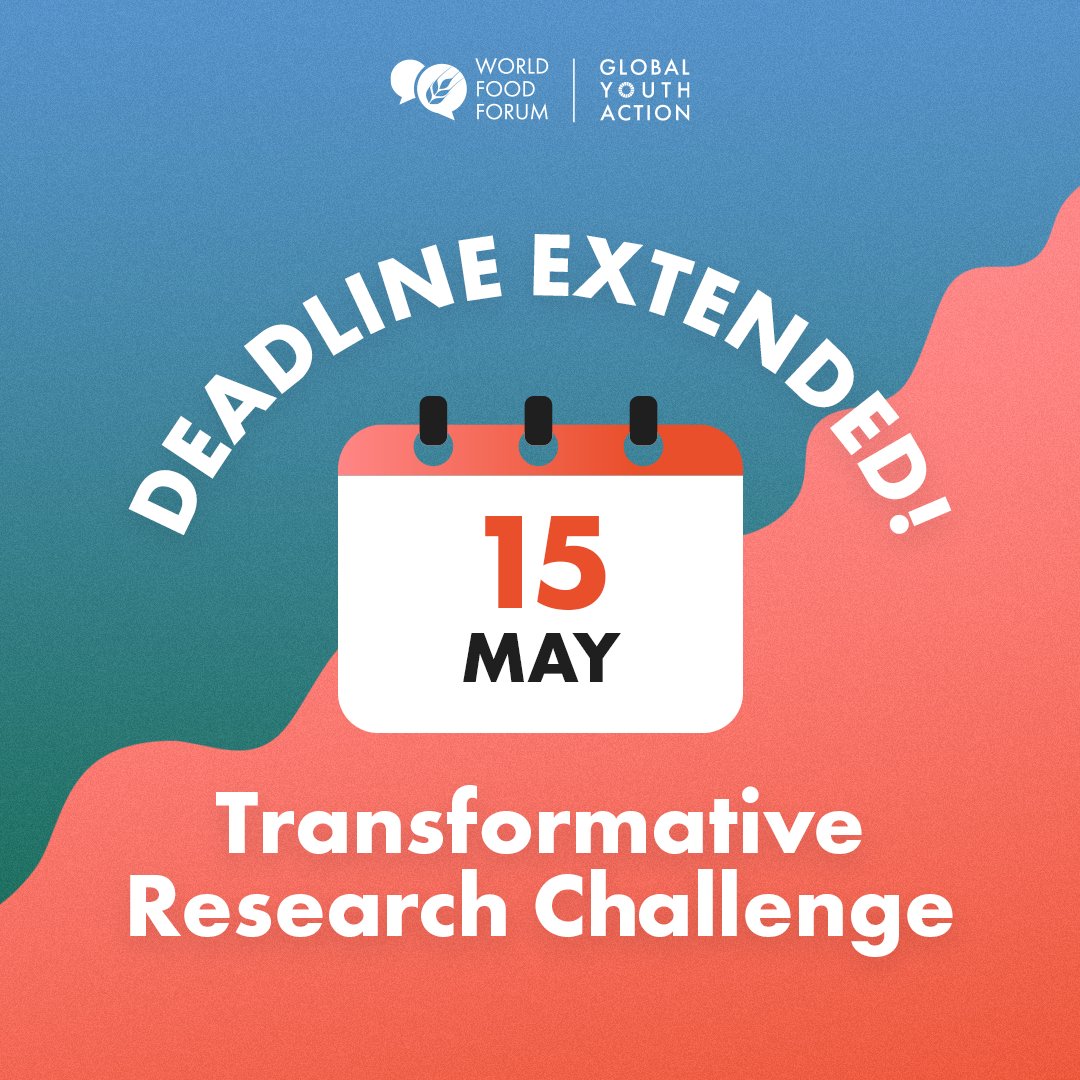 📣 Calling all innovators! The deadline for submissions to the WFF Transformative Research Challenge has been extended to 15 May! 👉 Discover more: world-food-forum.org/innovation-lab…