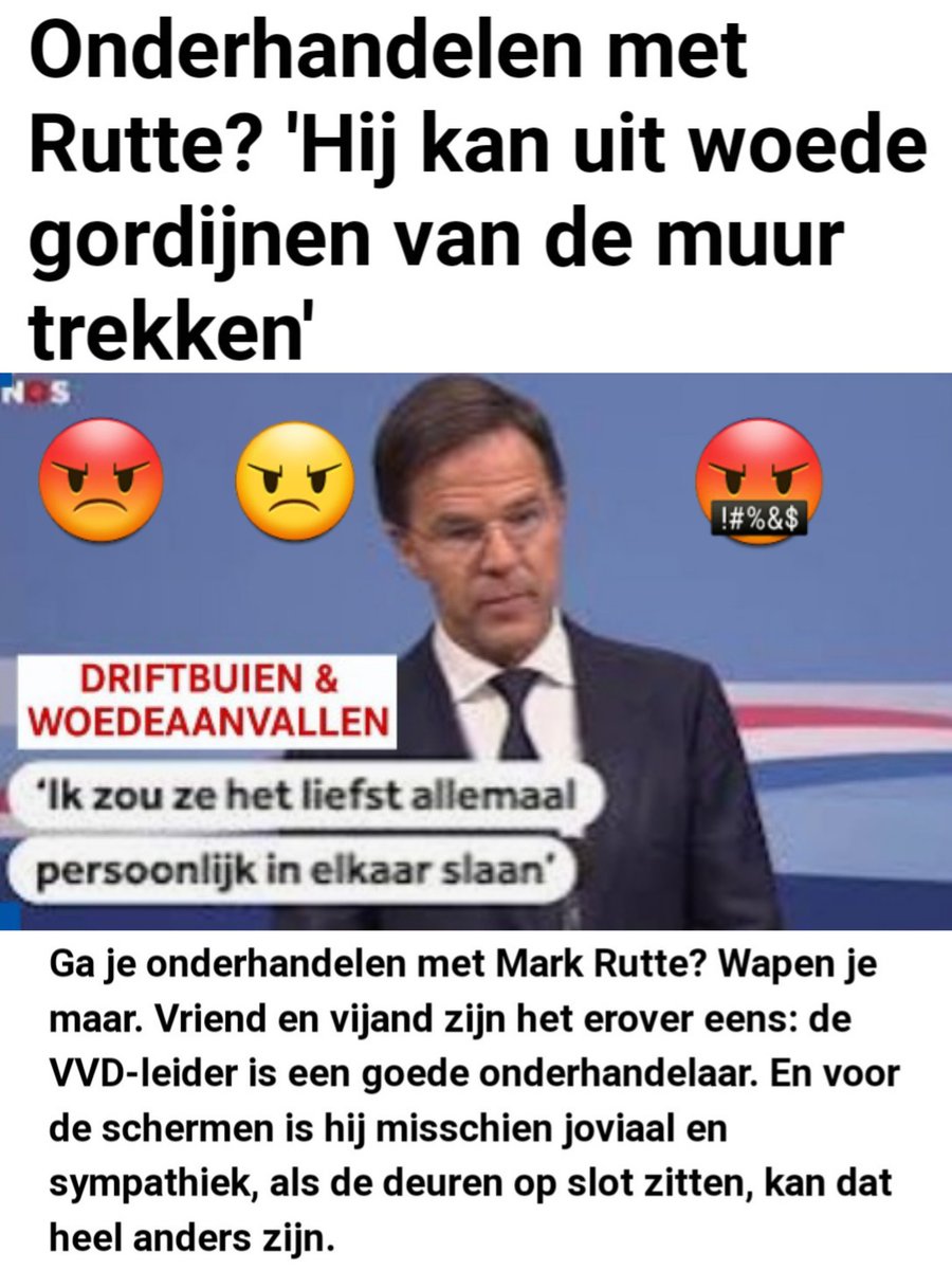 Op #NPOradio1 konden vanochtend meerdere personen het bevestigen: #Rutte heeft zeer regelmatig #Woedeuitbarstingen! De ideale eigenschap voor een secretaris generaal van de #NAVO...🤡