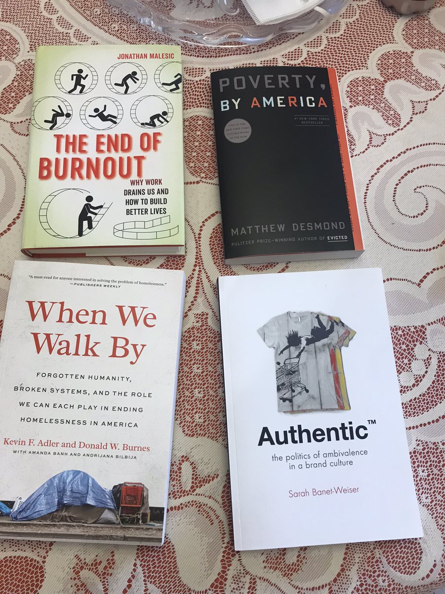 Two of these are for my research on homelessness, one because I’ve been burnt out before and the branding book looked interesting. #RPVBooks