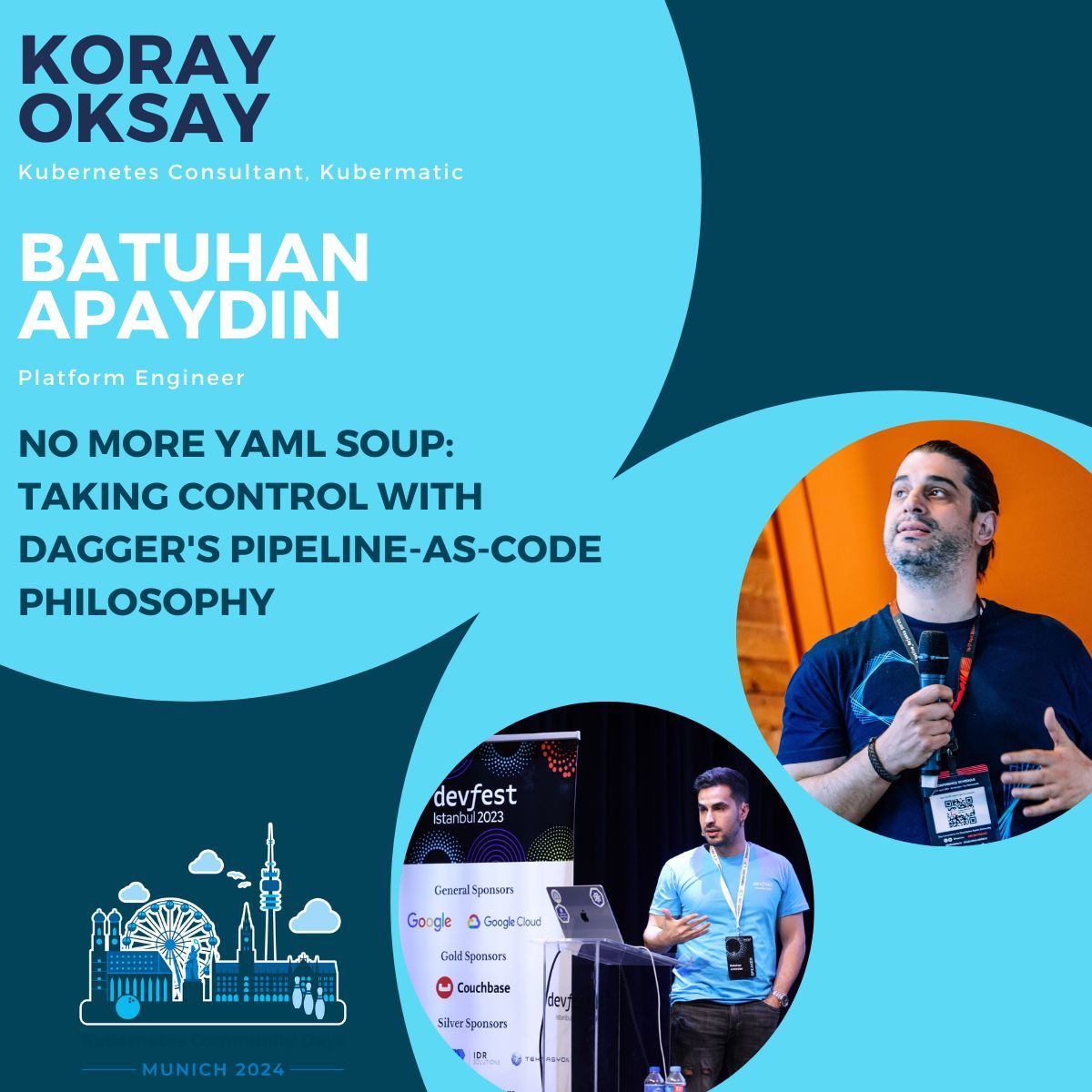 🔧 Thrilled to welcome @korayoksay and Batuhan Apaydın to KCD 2024! 💻 Join their session, 'No More YAML Soup: Taking Control with Dagger's Pipeline-as-Code Philosophy.' 

#kcdmunich #SpeakerAnnouncement