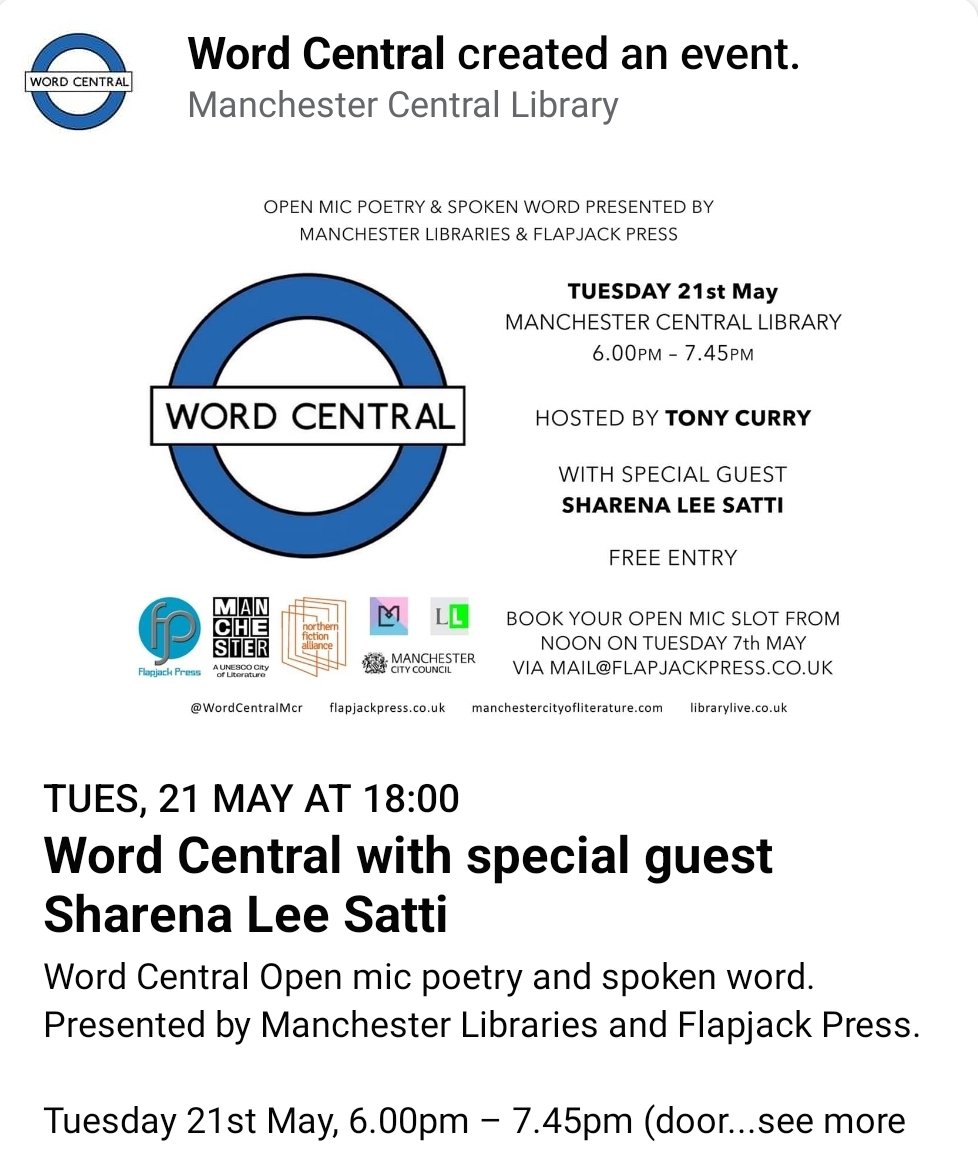I'm super excited to be invited to headline at such an incredible event @FlapjackPress in the beautiful Library @MancLibraries Tuesday the 21st of May 🎉🩷 #MANCHESTER
