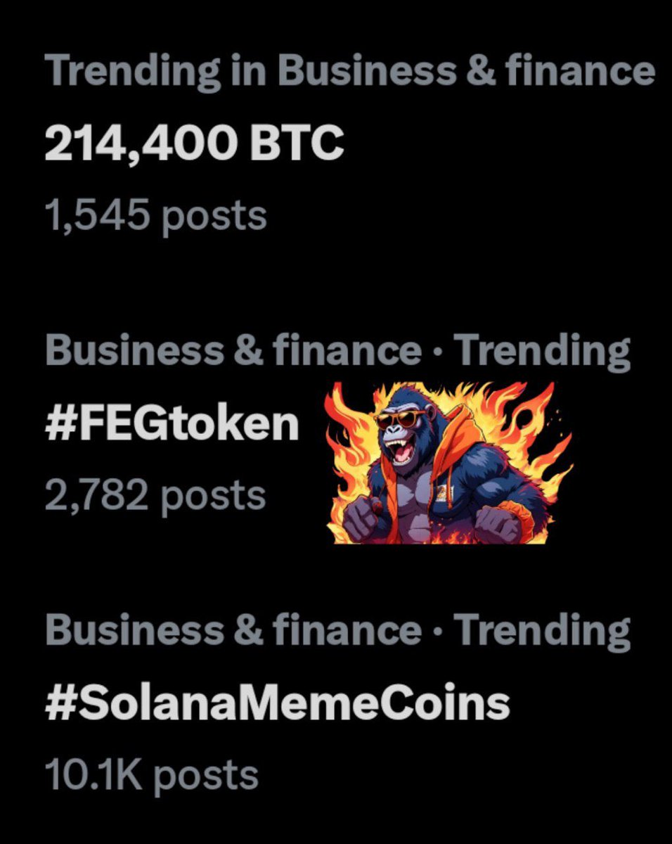 ⚡️⚡️FEG IS TRENDING EVERYWHERE ⚡️⚡️ 📲ON X (3K) 📲TOP GAINERS ON COINGECKO (3rd) We can only speculate as to why??? 👀 Set your reminder- x.com/i/spaces/1ZkJz… 💪🏽❤️🦍 #SmartDeFi #SDL $ETH $BNB $BASE $ARB $BTC