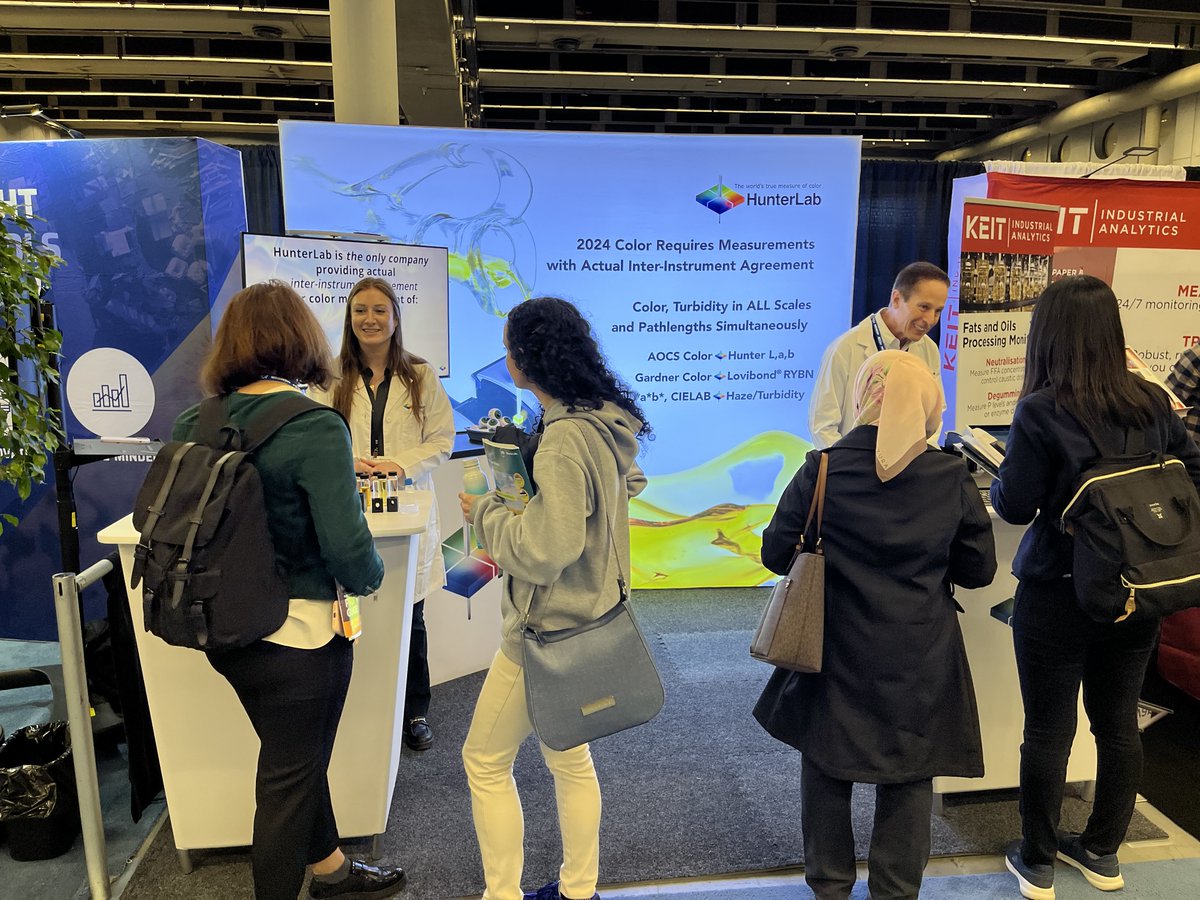 Hunterlab's tweet image. Come visit us at HunterLab booth #617, The AOCS Annual Meeting &amp;amp; Expo. We have been the Leaders in Color Testing and Analysis of the Edible Oil Industry for over 35 years.

#AOCS #EdibleOilIndustry  #colormeasurement #spectrophotometer