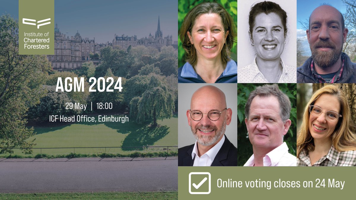 We invite all members to attend our AGM on 29 May at our head office in Edinburgh. Online voting for corporate members opened yesterday on resolutions and Council candidates. Cast your votes by 24 May! Find out more about who is standing: charteredforesters.org/meet-the-candi…