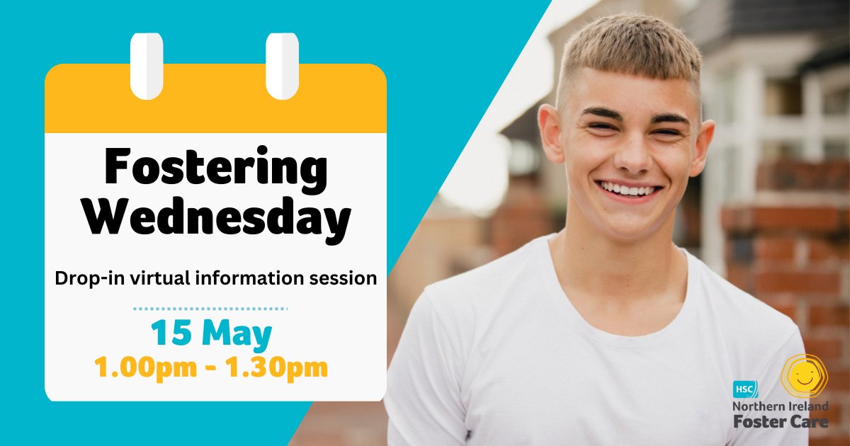 Drop in to our lunchtime info session to find out more about becoming a foster carer. 💻Virtual Fostering Info Session 📅Wed 15 May 🕢1-1.30pm MS Teams: Meeting ID: 352 301 255 786 Pass: wF8fgp All welcome @BelfastTrust @NHSCTrust @setrust @SouthernHSCT @WesternHSCTrust