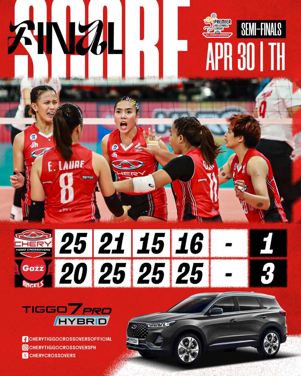 Our seven-match win streak ends to begin the semis. Let’s get back on the road this Thursday and Sunday! 🙏 #EngineStartCHERY #CHERYAarangkadaNa #CHERYonTOP #PVL2024