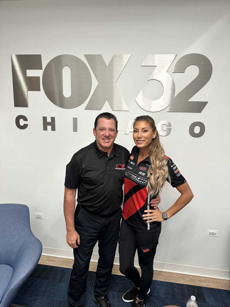 Kicking off @NHRA media day in Chicago with @LeahPruett_TF and @TonyStewart ahead of the #Route66Nats at @Route66Raceway! #TSRnitro | #Dodge