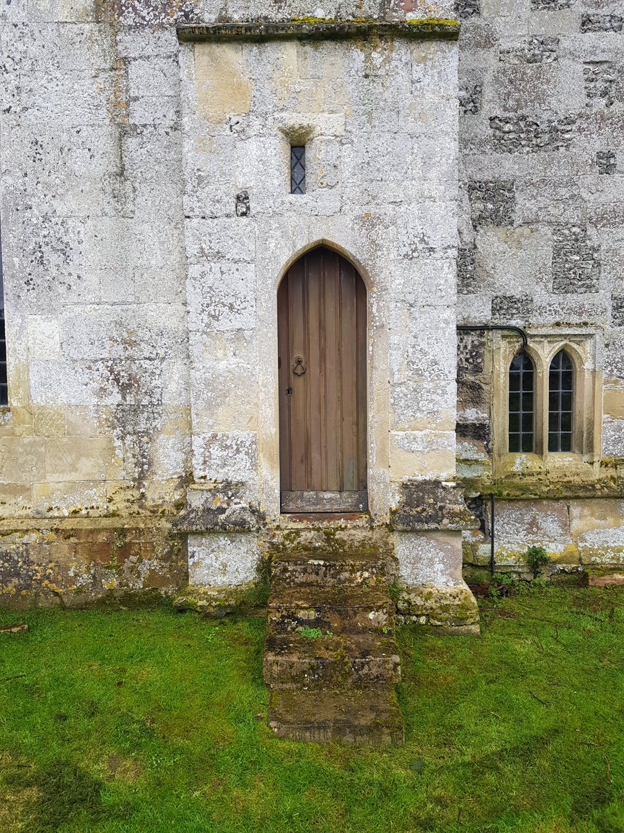 Totally lovely square section tiny window on the stair turret at #AllSaintsWoodford. Old. Door surround? Not old #TinyWindowTuesday