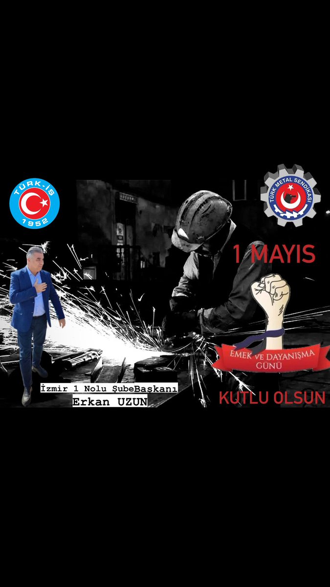 1 MAYIS Emek Ve Dayanışma Günü Tüm Emekçilere Kutlu Olsun 
1 Mayıs sevgidir , 1 Mayıs dayanışmadır , 
1 Mayıs mücadeledir 
YAŞASIN 1 MAYIS ...
#türkmetalsendikası 
#liderimizuysalaltundağ 
#izmir1noluşube 
#1mayıs 
#1mayısalanlardayız 
#iyikisendikamvar