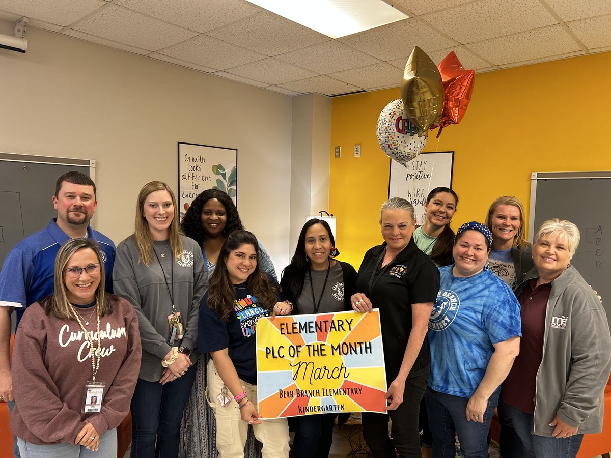 Congratulations to Bear Branch Elementary Kindergarten team on being named the PLC of the Month! Staff are part of PLCs to collaborate and foster students learning through practice-based instruction.