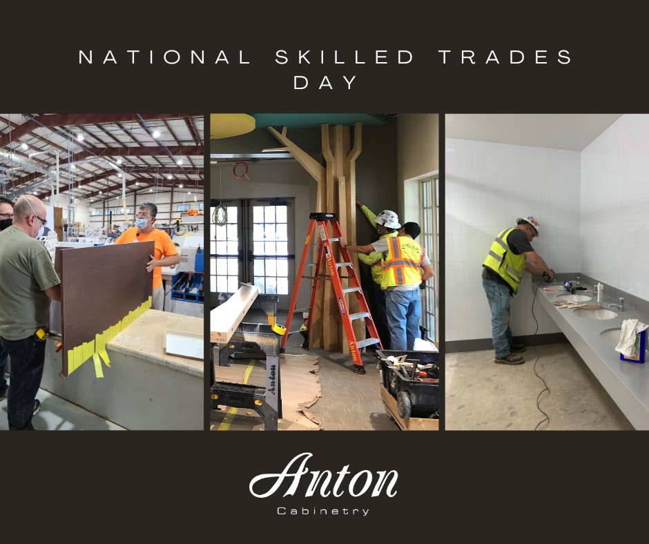 Today is #nationalskilledtradesday! We couldn't do what we do without our highly skilled and engaged team!

#antoncabinetry #qualityindesign #morethanmillwork #skilledtrades #woodworking #architecturalmillwork #customcabinetry #manufacturing #installation #cnc