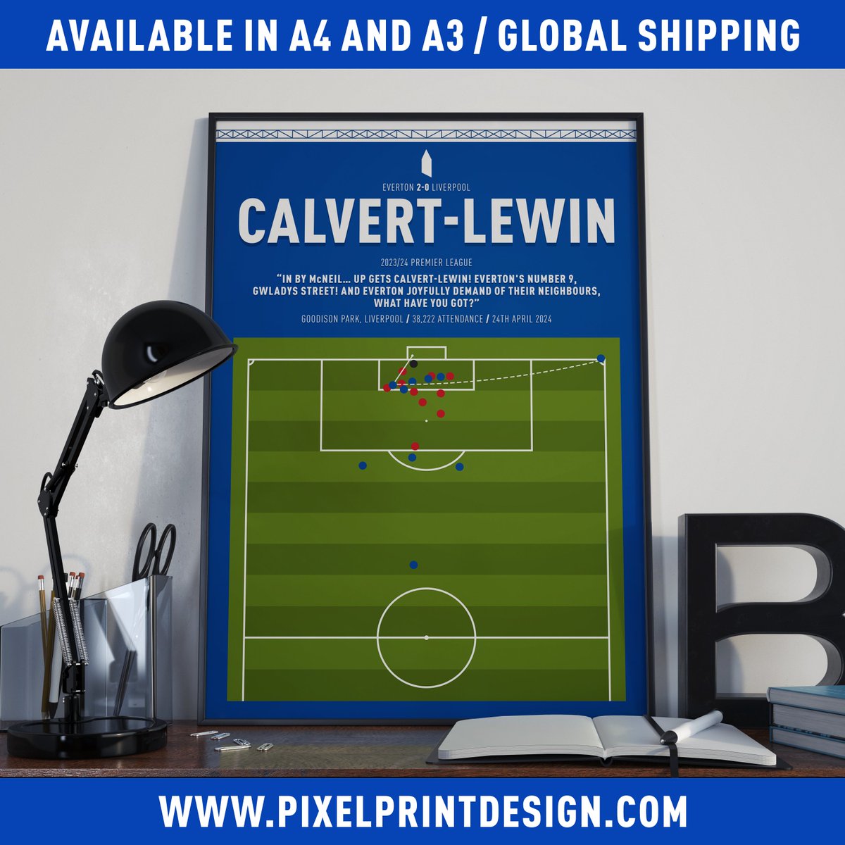 NEW PRINT: Calvert-Lewin vs Liverpool #EFC #Everton 🖨️ Available in A4 and A3 🌎 Global Shipping 🛒 pixelprintdesign.com/products/domin…