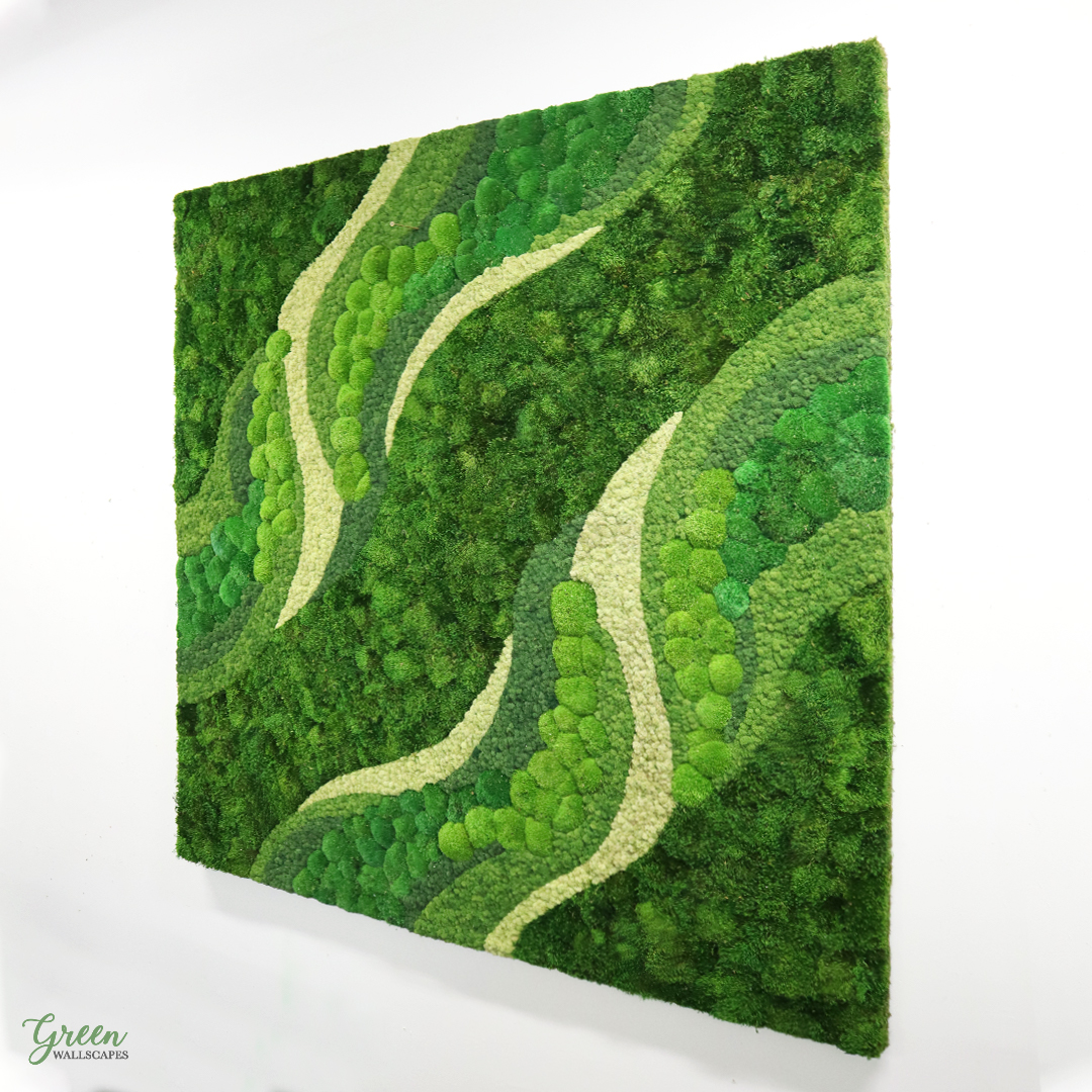 Green Walls without the upkeep. Enjoy the aesthetic benefits of our preserved moss art, designed for the creative spirit (without the watering!). 🌿🎨 . . . #MossArt #NoMaintenance #InteriorDesign #greenwallscapes #mosscompany #mossart #mosswalls #preservedmoss #biophilicdesign
