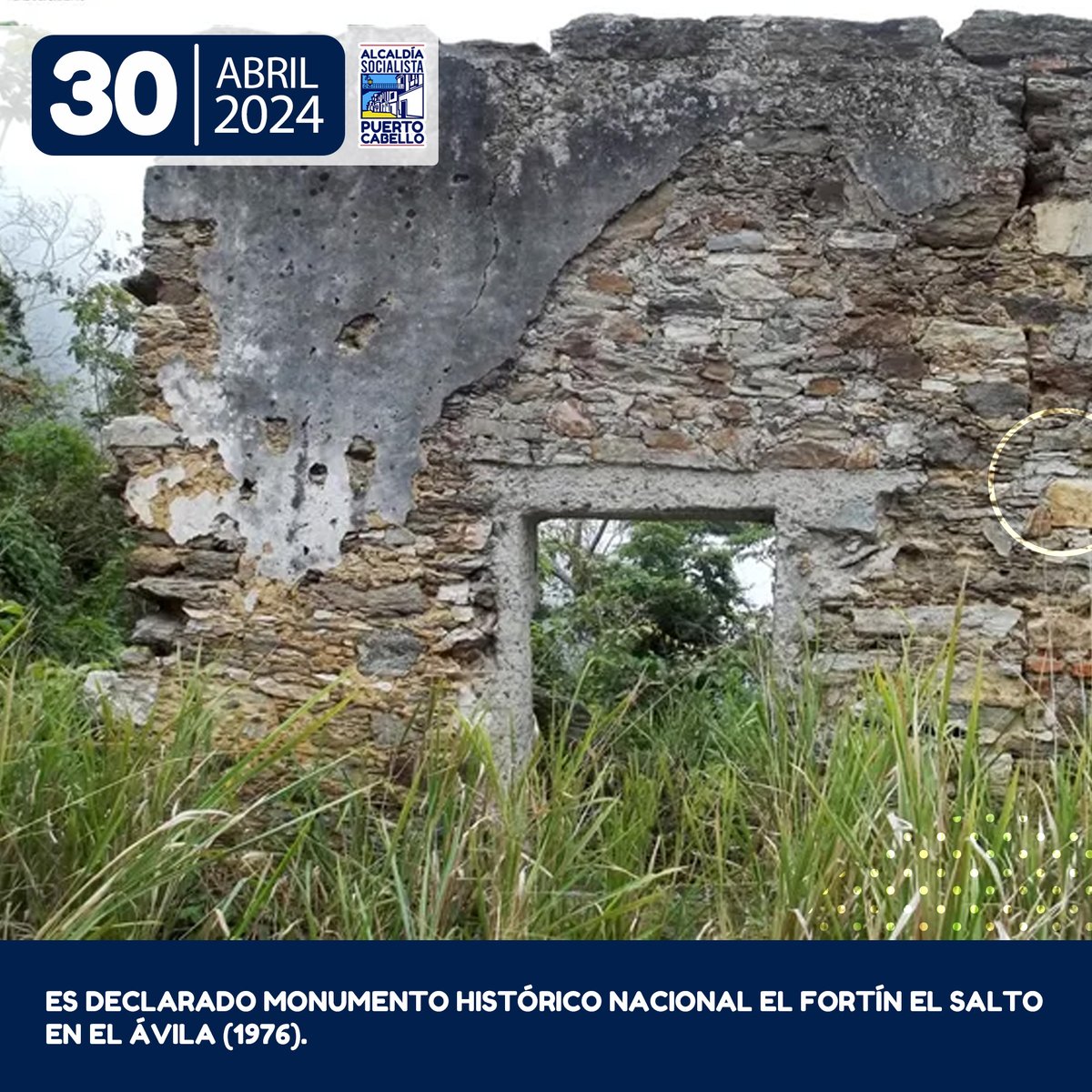 #Efeméride #30Abr 1976, Es declarado Monumento Histórico Nacional el Fortín El Salto en El Warairarepano/Ávila. según consta en la Gaceta oficial número 30.971, a una altura de 910 metros sobre el nivel del mar. #SomosPuebloUnido