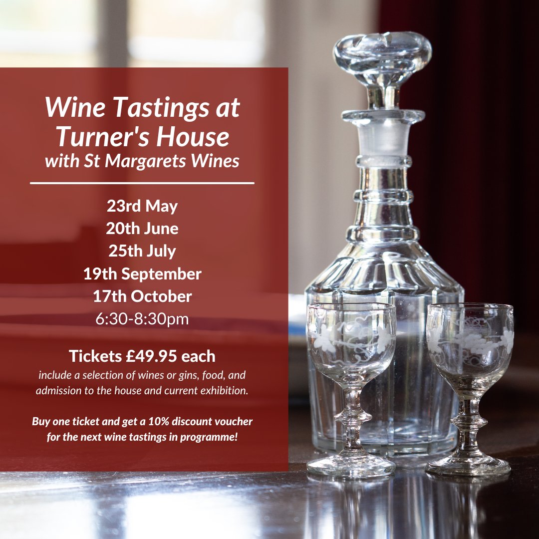 Our wine tastings are back! We will host the evenings with our friends @StMargaretsWines who will guide us in discovering tasteful wines and their origins. Book your first ticket and get a 10% discount voucher for the following wine tasting events! turnershouse.org/whats-on/