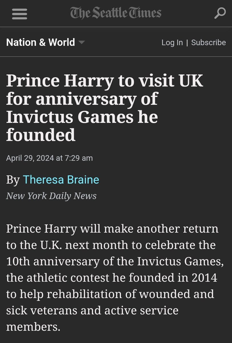 The Seattle Times isn't playing,  making shits clear.

INVICTUS GAMES HE FOUNDED

👏🏽👏🏽👏🏽👏🏽

#PrinceHarry
#InvictusGamesFounder
#MeghanMarkle
#InvictusGames
#HarryAndMeghan
#ServiceIsUniversal