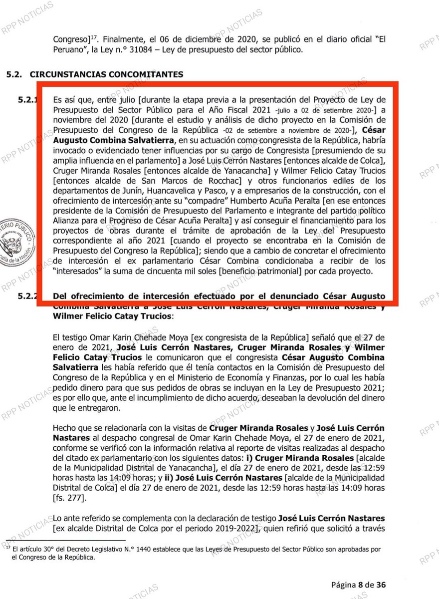 KikesitoVH's tweet photo. #OJO Fiscal de la Nación presentó denuncia constitucional contra el ex congresista César Combina (@cesarcombina) por tráfico de influencias (pedir dinero a alcaldes a cambio de facilitar aprobación de presupuesto en el Parlamento para obras) @RPPNoticias https://t.co/jL8qJm3DA2