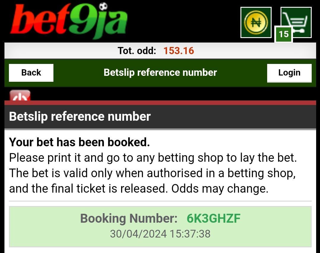 272 odds and 150 odds Tossing on #Bet9jabookingcode 

BOOKING CODE 👇  
Mixed  🥅 Accumulator 

272 Odds 👉 6K3GBJS
150 Odds 👉6K3GHZF
17 odds 👉 6K3GNRT

Do your +/- and LA BOOM 🔞 

 Register here 👉 shorturl.at/efpKO