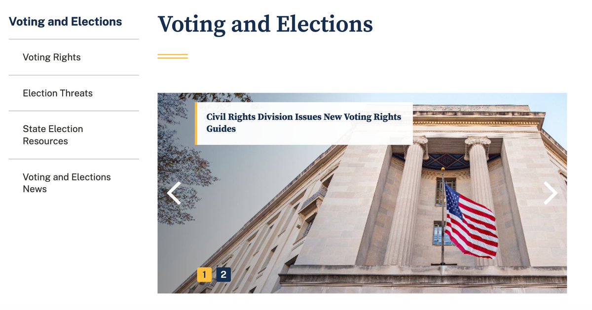 #NEW: The US Department of Justice has launched an updated voting rights and elections website. The website is built to serve as a one-stop resource providing voting and elections information for voters as well as state and local elections officials. tinyurl.com/3zpbbvyj