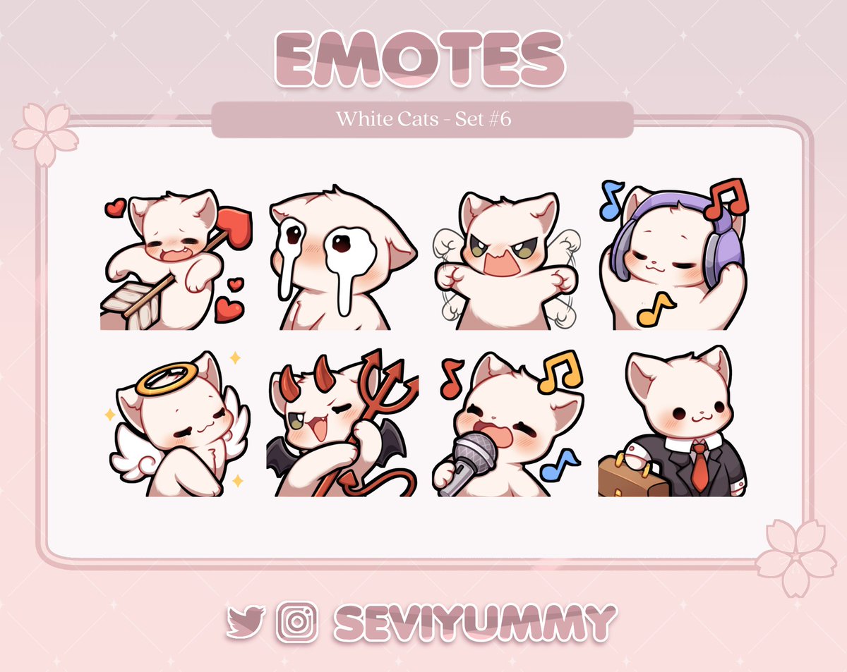 🐱Set #6 of P2U cat emotes 🐱 You can find them in White, Black, Orange and Gray! 🌸💲10 the whole set ^^🌸 You can find these and more here: ✨ etsy.com/shop/SeviYummy ✨ ko-fi.com/seviyummy/shop