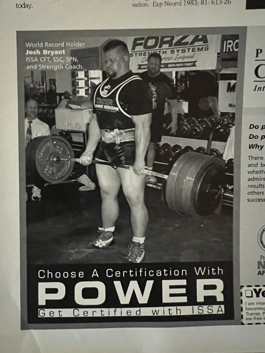 Funny thing about old magazines, you find interesting things. I remember corresponding w/ @joshstrength over 20yrs ago when we use to compete. Found this pic of him in ‘05 PLUSA mag. Credibility is everything. Josh knows strength but also stands the test of time!