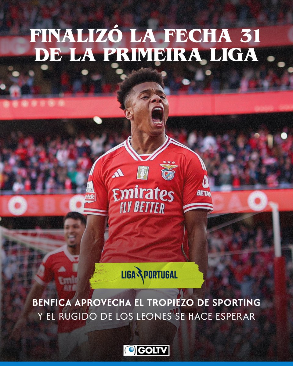 🇵🇹 Final de la fecha 31 en la Primeira Liga 🏆 Porto 🐲 y Sporting 🦁 empataron a 2 en un gran encuentro 🤝 Benfica 🦅 remontó ante Braga 🛡️ para seguir luchando y estirar la definición. Lo más destacado 👉 bit.ly/3UAikCl #NoticiasGOLTV