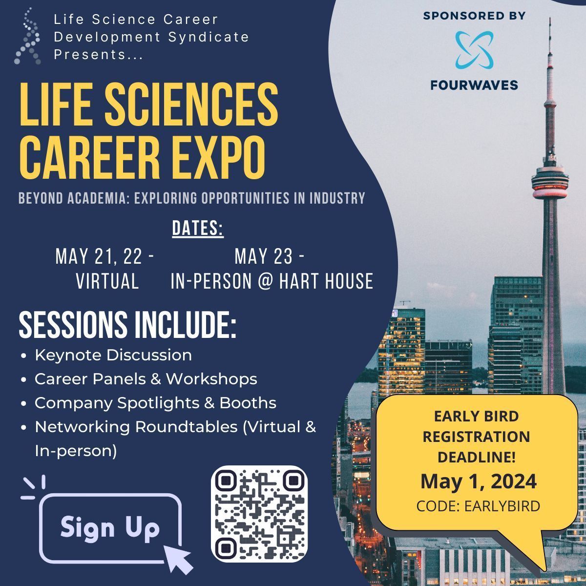 ONLY 24 HRS LEFT for EARLY BIRD discount! Scan the QR code ⇩ or visit our website to register. LSCDS is excited for another installment of the Life Sciences Career Expo (LSCE), taking place from May 21-23, 2024. Website: buff.ly/43FBFox