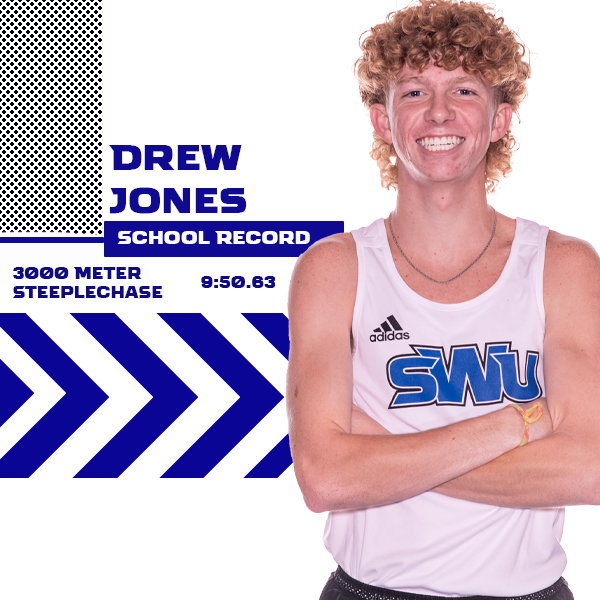 One more record down! Drew Jones broke the record he had set earlier in the season in the 3000m Steeplechase at the Conference Championship as he finished with a time of 9:50.63 #TeamSWU #ncaad2 #conferencecarolinas