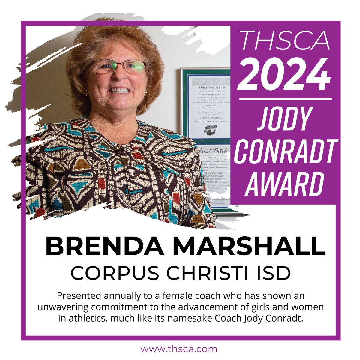 And the winner is 🥁... BRENDA MARSHALL from Corpus Christi ISD! Congratulations on receiving the Jody Conradt Award! 🙌 #THSCAproud