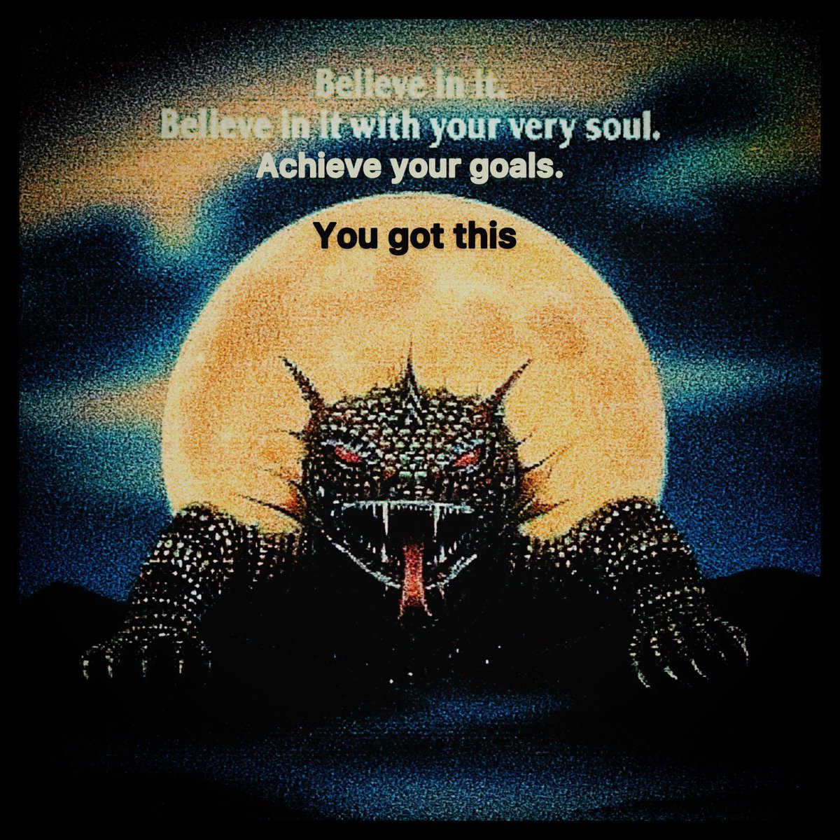 An inspirational message from the creepy, green, lizard monster on the cover of Something Out There.