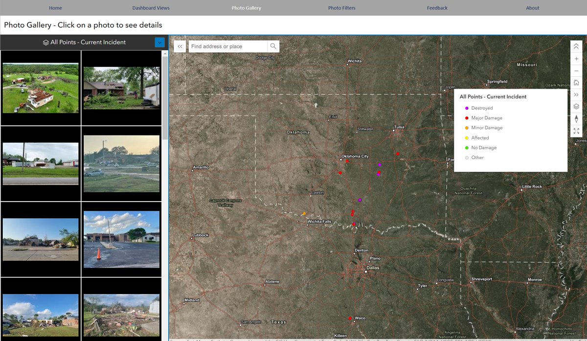 #PhotoMappers volunteers activated to gather photos showing the aftermath of this weekend's tornados in Oklahoma; see them mapped here: photomappers.org 

cc @napsgfoundation @GISCorps @EsriDRP