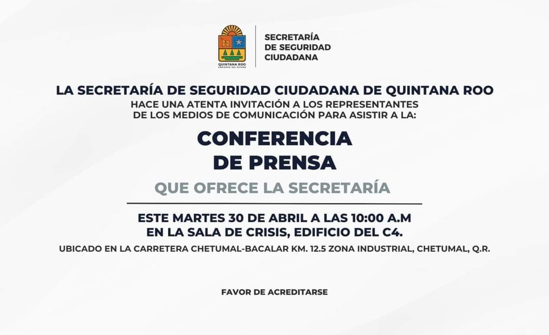 #Entérate La @SSC_QROO ofrecerá conferencia de prensa en #Chetumal como siempre, invitación hecha sólo a medios de comunicación afines al gobierno de @MaraLezama