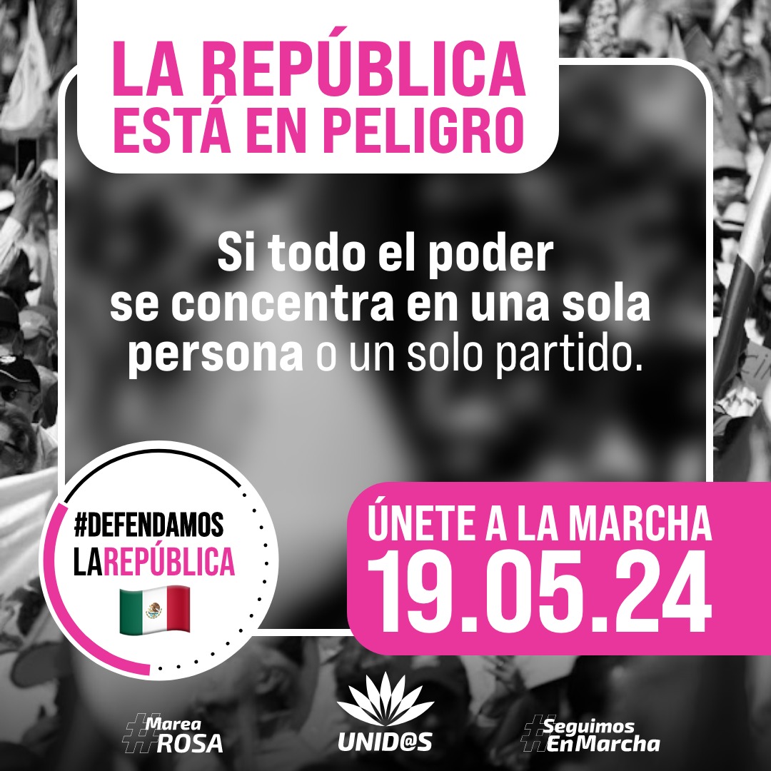 ¿Estás listo para ser parte del cambio? 📢 El 19 de mayo, la ciudadanía se movilizará en todo México 🇲🇽 para defender nuestros valores y nuestra libertad. ¡Acompáñanos en esta importante jornada! #MareaRosaMayo19 #DefendamosLaRepública #SeguimosEnMarcha